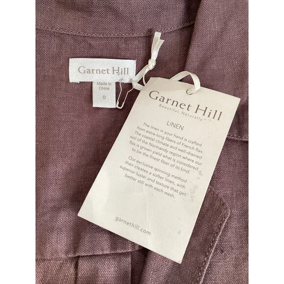 NWT Garnet Hill Linen Collared Popover Dress Size 0 Purple Pleated Pockets Short - Picture 6 of 10